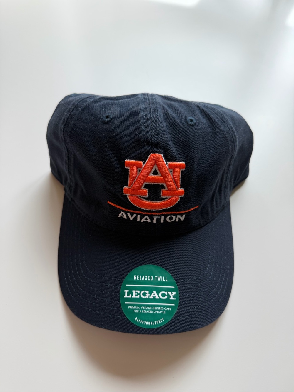 Legacy Navy Hat with Orange AU Aviation Logo